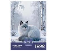 1000 Piece Siberian Forest Cat Jigsaw Puzzle for Adults & Kids - Family Fun, Family Happy Game, Snowy Woods Jigsaws, Home Decoration Gifts 52x38cm/1000pcs