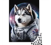 1000 Piece Siberian Husky Astronaut Jigsaw Puzzle for Adult Teenagers Paper Puzzle Christmas Eve Gifts 1000pcs (38x26cm)