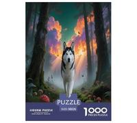 1000 Piece Siberian Husky Jigsaw Puzzle for Adults - Family Fun, Educational Games, Dog Forest Puzzle, Decoration Unique Gift 38x26cm/1000pcs