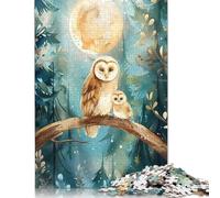 1000 Piece Silent Branch - Twilight Owls Boho Woodland Nursery Cute Animal Print Jigsaw Puzzles for Adult Teenagers Wooden Puzzles for Adults for Adults& Teenagers Age 12 Years Up 1000pcs (75x50cm)