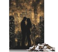 1000 Piece Silhouettes in The City, Couple in Golden Monochrome Jigsaw Puzzles for Adults Puzzle Jigsaws for Adults Home Educational Games DIY Toys 1000pcs (75x50cm)