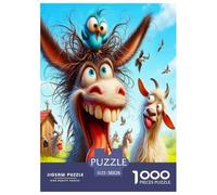 1000 Piece Silly Donkey Game Puzzle for Adults Gifts Fun Challenging Home Decoration Brainteasing Lovely Animals Jigsaw Puzzle for Women Men Adult 38x26cm/1000pcs