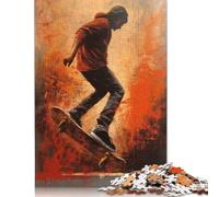 1000 Piece Skateboarder Oil Painting Jigsaw Puzzle for Adult Teenagers Wood Puzzles for Adults Home Decoration Puzzle Toys 1000pcs (75x50cm)