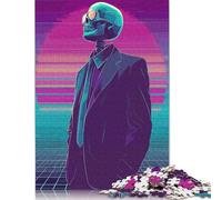 1000 Piece Skeleton in Suit - Synthwave Style Jigsaw Puzzles for Adult Teenagers Jigsaws 1000 Pieces for Adults& Teens Age 12 Years Up 1000pcs (75x50cm)