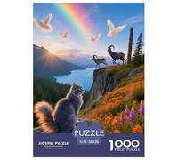 1000 Piece Skookum Cat Jigsaw Puzzle for Adults - Family Fun, Educational Toys, Cat Cliff Antelope Puzzles, Decoration Unique Gift 38x26cm/1000pcs