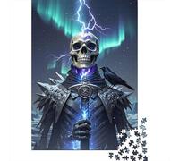 1000 Piece Skull Jigsaw Puzzles for Adults Challenge Toy Educational Games Decoration Skull Raven Aurora Puzzle Birthday Gifts 1000pcs (75x50cm)