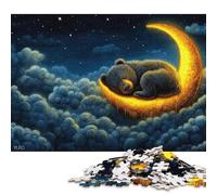 1000 Piece Sleeping Bear on Crescent Moon Jigsaw Puzzles for Adults Wooden Puzzles for Teenagers Gifts Unique Home Decor And Gifts 1000pcs (75x50cm)
