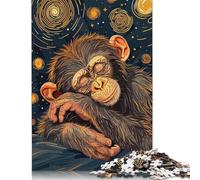1000 Piece Sleeping Chimpanzee in Starry Night Style Jigsaw Puzzlesfor Adults Teenagers Wooden Puzzle Adult Jigsaw Puzzle Sustainable Puzzle for Adults | Games 1000pcs (75x50cm)