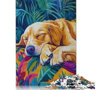 1000 Piece Sleeping Golden Retriever Square Puzzle for Adults, Wooden Puzzles Puzzle Hands-on Game 1000pcs (75x50cm)