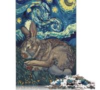 1000 Piece Sleeping Rabbit Starry Night Art Jigsaw Puzzles for Adult Teenagers Paper Puzzle Jigsaws for Adults Jigsaw Puzzles for Adults 38x26cm/1000pcs