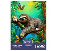 1000 Piece Sloth Jigsaw Puzzle for Adults - Challenging Brain Teaser, Green Leaf Butterfly Jigsaws, Home Decoration Gifts 52x38cm/1000pcs