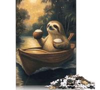 1000 Piece Sloth on A Boat with Cocktails Jigsaw Puzzles for Adult Teenagers Paper Puzzles Sustainable Puzzle for Adults | Games 1000pcs (38x26cm)