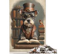 1000 Piece Smart Mini Schnauzer Dog Creative Square Jigsaw Puzzles for Adults And Wooden Puzzles Toy Intellectual Game 1000pcs (75x50cm)