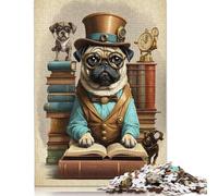 1000 Piece Smart Pug Dog School Creative Square Jigsaw Puzzles for Adults & Wooden Puzzles Educational Toys 1000pcs (75x50cm)