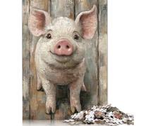 1000 Piece Smiling Pig Portrait Puzzles for Adults Wooden Puzzles Educational Game for Children As A 1000pcs (75x50cm)