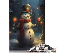 1000 Piece Smiling Snowman With Candles Jigsaw Puzzles for Adults Teenagers Wooden Puzzle Jigsaws for Adults Educational Game Challenge Toy 1000pcs (75x50cm)