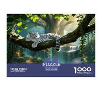 1000 Piece Snow Leopard Jigsaw Puzzle for Adults & Kids - Challenging Game, Giant Tree Pond Puzzles, Home Decoration Unique Gift 52x38cm/1000pcs