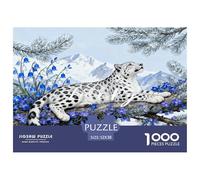 1000 Piece Snow Leopard Jigsaw Puzzle for Adults & Kids - Family Fun, Family Game, Pine Tree Snowy Mountain Puzzles, Home Decoration Birthday Gifts 52x38cm/1000pcs