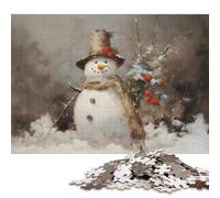 1000 Piece Snowman with Berrie Creative Square Jigsaw Puzzles for Adults & Wooden Puzzles Stress Relief Puzzle Games And Unique 1000pcs (75x50cm)