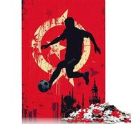 1000 Piece Soccer Player Silhouette with Turkish Flag Jigsaw Square Puzzle for Adults & Wooden Puzzles Educational Game Challenge Toy 1000pcs (75x50cm)