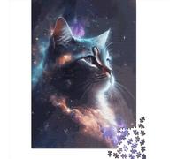1000 Piece Space Cat Galaxy Wooden Jigsaw Puzzles Adults Teens Jigsaw Large Puzzle Toys Educational Intellectual Decompressing Fun Family Game 1000pcs (75x50cm)