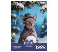 1000 Piece Sphynx Cat Jigsaw Puzzle for Adults & Kids - Challenging & Brainteasing, Snowball Puzzles, Decoration Gifts 38x26cm/1000pcs