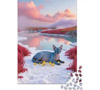 1000 Piece Sphynx Cat Jigsaw Puzzle for Adults Kids - Stress Relief & Relaxation, Salt Lake Puzzles, Home Decoration Gifts 38x26cm/1000pcs