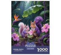 1000 Piece Squirrel Kit Jigsaw Puzzle for Adults - Challenging & Brainteasing, Rainforest Flowers Puzzles, Home Decoration Gifts 70x50cm/1000pcs