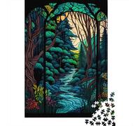 1000 Piece Stained Glass Forest Creative Square Jigsaw Puzzles for Adults And Paper Puzzles Educational Game for Adult 38x26cm/1000pcs