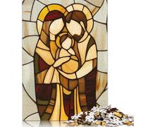 1000 Piece Stained Glass Holy Family Jigsaw Puzzle for Adult Teenagers Puzzles for Adults Puzzles Educational Game for Adult Teenagers 1000pcs (75x50cm)