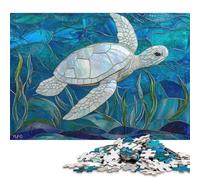 1000 Piece Stained Glass Sea Turtle Jigsaw Puzzlesfor Adults Teenagers Wooden Puzzle Jigsaws for Adults Educational Game Challenge Toy 1000pcs (75x50cm)