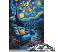 1000 Piece Starry Night Chill Vibes Jigsaw Puzzles for Adults Learning Educational Toys Family Games Birthday Gifts 1000pcs (38x26cm)