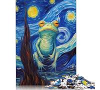 1000 Piece Starry Night Frog Painting Square Jigsaw Puzzles for Adults, Wooden Puzzles Learning Educational Toy 1000pcs (75x50cm)