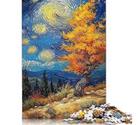 1000 Piece Starry Night Landscape with Autumn Tree Jigsaw Puzzles for Adult Teenagers Wood Puzzles for Adults& Teenagers Age 12 Years Up 1000pcs (75x50cm)