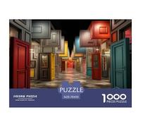 1000 Piece Strange Coloured Doors Jigsaw Puzzles for Adults Gifts Fun Challenging Home DecoRation Whimsical Painted Doors Brainteasing Jigsaw Puzzle for Adults And Kids 70x50cm/1000pcs