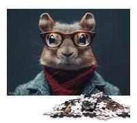 1000 Piece Stylish Chipmunk Animal Jigsaw Square Puzzle for Adults & Wooden Puzzles Educational Game Challenge Toy 1000pcs (75x50cm)