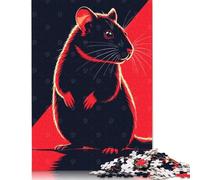 1000 Piece Stylized Rat Illustration in Red And Black Jigsaw Puzzle for Adult Teenagers Wooden Puzzles for Adults & Teenager Funny Jigsaw Puzzles 1000pcs (75x50cm)