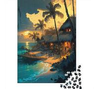 1000 Piece Sunset At The Beach Jigsaw Puzzlesfor Adults Wooden Puzzle Jigsaws for Adults For Family Fun & Game Night 1000pcs (75x50cm)