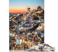 1000 Piece Sunset in Oia Santorini Puzzles For Adults Wooden Puzzles Brain Teaser Puzzles For Children 1000pcs (75x50cm)