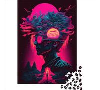 1000 Piece Surreal Pink Sunset Dream Jigsaw Puzzle for Adult Teenagers Wood Jigsaw Puzzles Educational Game Challenge Toy Birthday Gifts 1000pcs (75x50cm)