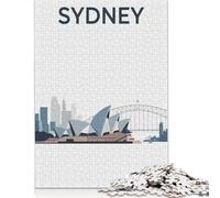 1000 Piece Sydney Skyline Illustration Square Puzzle for Adults, Paper Puzzles Puzzle Hands-on Game 38x26cm/1000pcs
