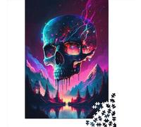 1000 Piece Synthwave Skull Square Puzzles for Adults, Paper Puzzles Toy Wall Decor 38x26cm/1000pcs