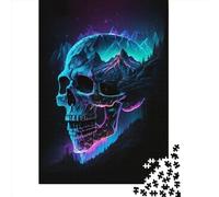1000 Piece Synthwave Skull2 Square Puzzles for Adults, Wooden Puzzles Toy Wall Decor 1000pcs (75x50cm)
