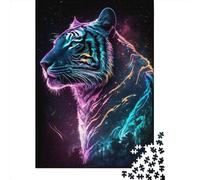 1000 Piece Synthwave Tiger2 Square Jigsaw Puzzles for Adults & Paper Puzzles Learning Educational Toys Family Games 38x26cm/1000pcs
