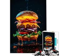 1000 Piece Teenager Puzzles A Cheeseburger on Display Calming Decorative Toy Laser Cut Seamless Assembly Stunning Gifts for Art Collection (Size 38x52cm)