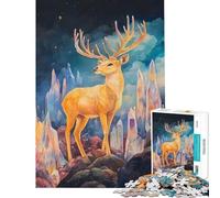 1000 Piece Teenager Puzzles A Golden Deer Stands On Calming Decorative Toy Laser Cut Seamless Assembly Stunning Gifts for Art Collection (Size 38x26cm)