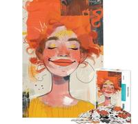 1000 Piece Teenager Puzzles A Happy Redheaded Woman Calming Decorative Toy Laser Cut Seamless Assembly Stunning Gifts for Art Collection (Size 38x52cm)