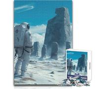 1000 Piece Teenager Puzzles A Lone Astronaut Discovering An Ancient, Stonehenge on A Mysterious, Uncharted P Brainteaser Family Games Perfect Decoration Toy Wall Decor Size 50x75cm