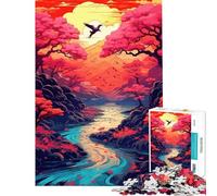 1000 Piece Teenager Puzzles Abstract Colorful River Calming Decorative Toy Laser Cut Seamless Assembly Stunning Gifts for Art Collection (Size 38x52cm)