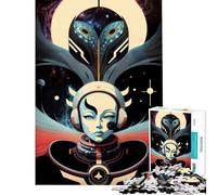 1000 Piece Teenager Puzzles Abstract Face in Space Calming Decorative Toy Laser Cut Seamless Assembly Stunning Gifts for Art Collection (Size 38x52cm)